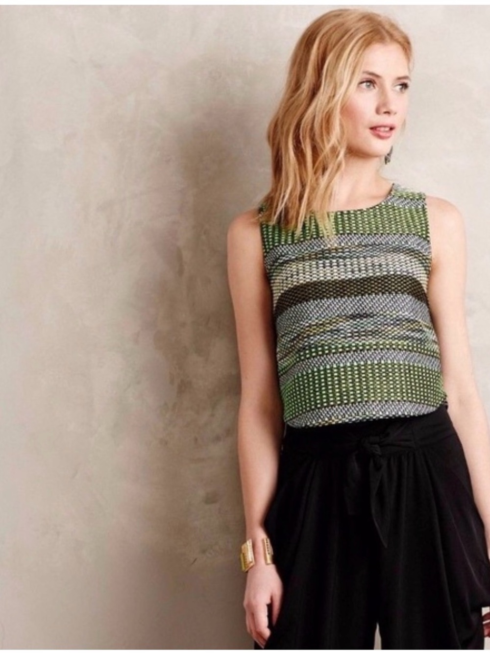 ANTHROPOLOGIE LEIFSDOTTIR Jade Woven Crop Top Size S